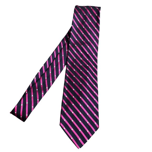 Faconnable Silk Tie Blue Mauve Pink Diagonal Stripe France - Picture 1 of 7